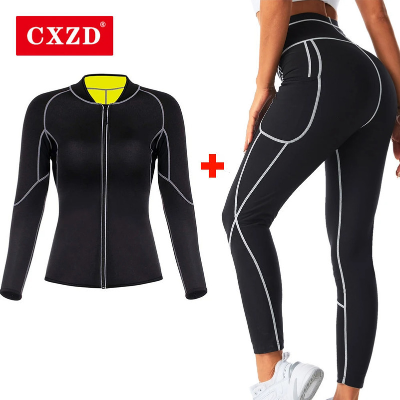 CXZD Sauna Suit Sauna Sweat Pants Neoprene Suit Sweating Shapers Women Weight Loss Fat Burn Corset Body Shaper Slimming 240618
