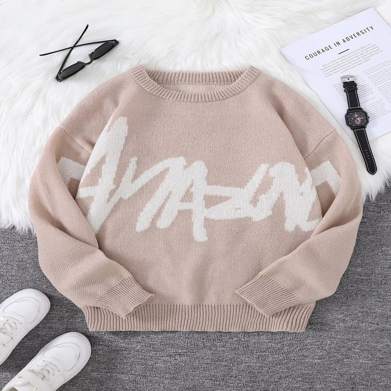Spring Autumn Graffiti Jacquard Pattern Pullover Sweater Casual Round Neck Contrast Color Knitted Mens Pullover 250113