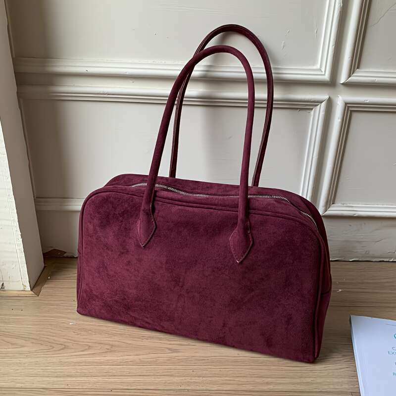 Designer Women Shoulder Bag Large Capacity with Laptop 15.6-inch Pocket, Synthetic Leather Gold Hardware, Elegant Durable Burgundy Brown Black