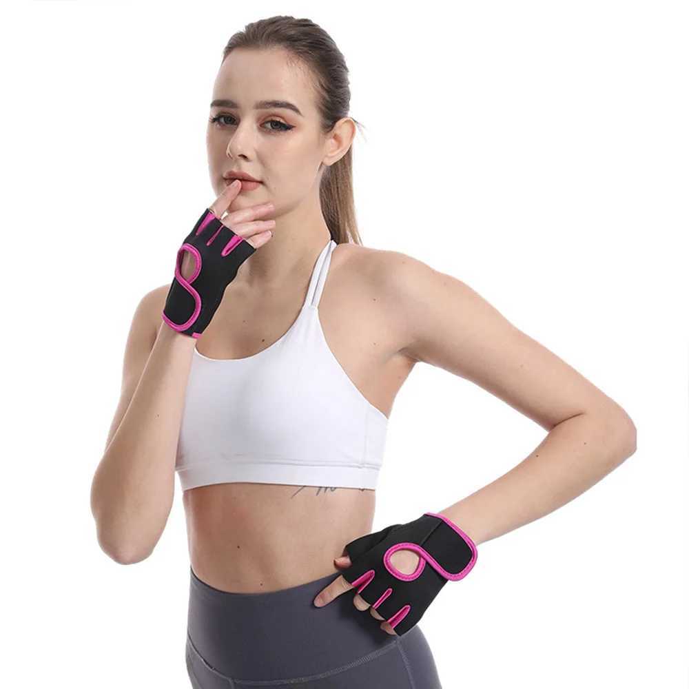 1 Pair Unisex Adjustable Sports Gloves with Antislip Silicone Dots for Weightlifting Cycling Squat J250922