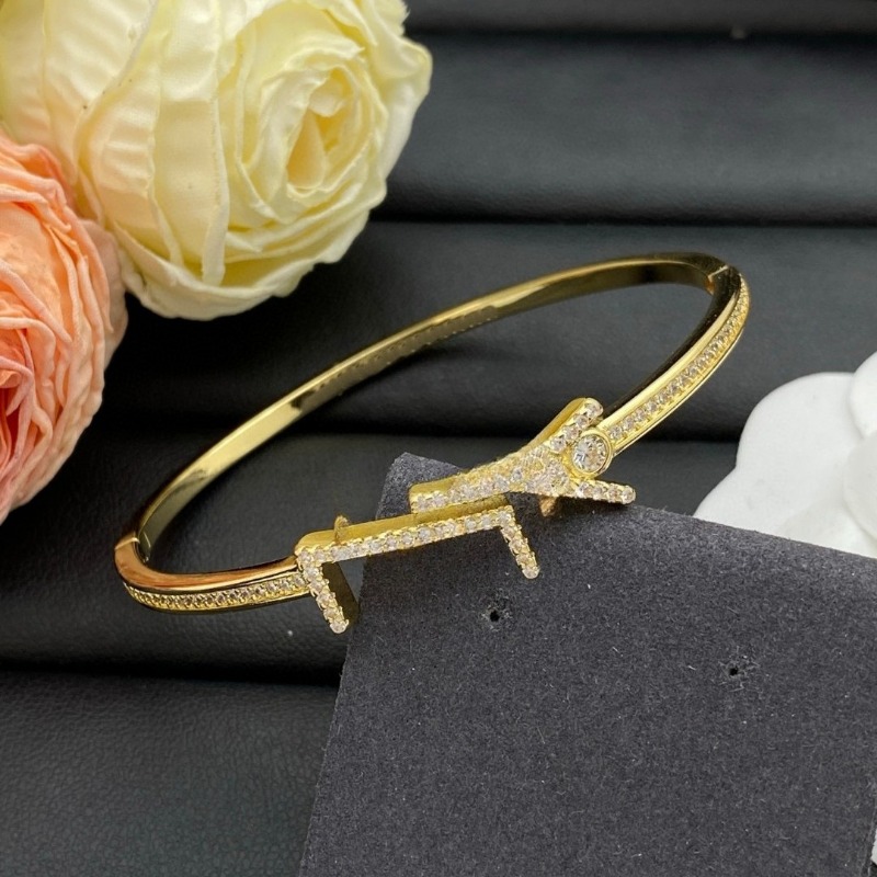 YS As Original Designer Bracelet Elegant Full Diamonds Fashion Bangle Simple Letter Luxury Bracelet For Women Girls