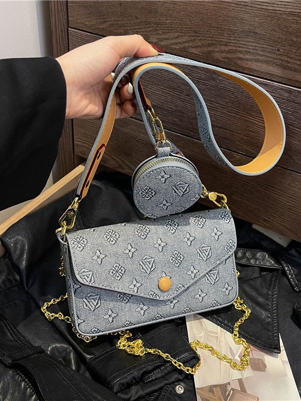 hot Free Shipping designer bag Light luxury chain small square bag women's new versatile envelope bag single shoulder cross body bag blue khaki c