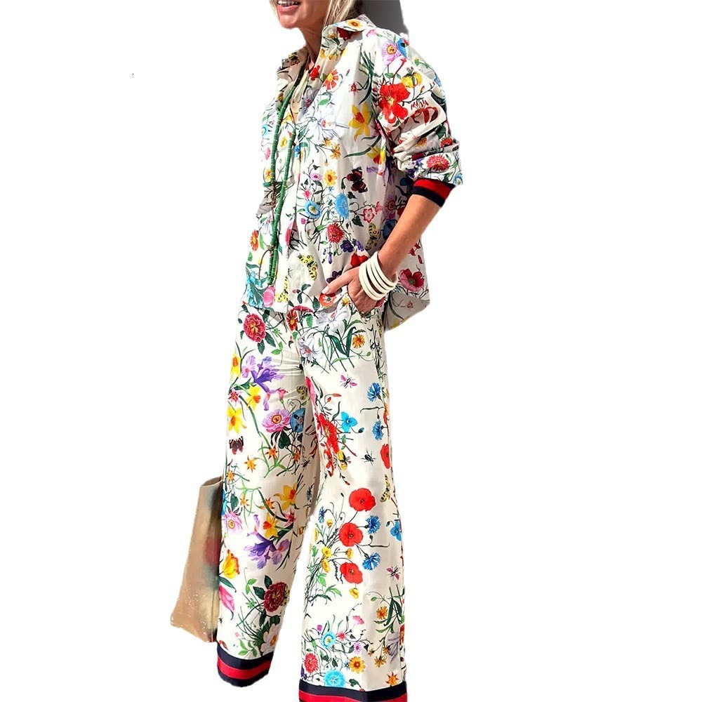Elegance Style Suit Pants for Women Early Autumn Casual Fashionable Wide-Leg Pants Stylish Versatile Two-Piece Set Womens Printed Suit 250718