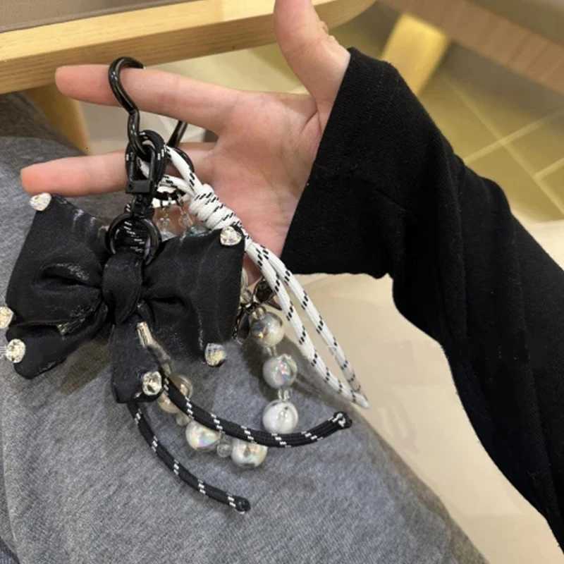 Bag Hanging Fashion Design Highend Sense Complex Pendant Wind Bow Beaded Braided Rope Woven Keychain D250923