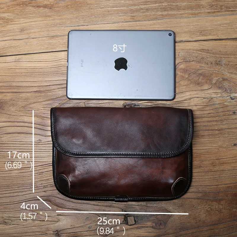 NZPJ Mens Shoulder Bag Genuine Leather Messenger Bag Top Layer Cowhide Casual Clutch Vegetable Tanned Leather Satchel Bag J251025