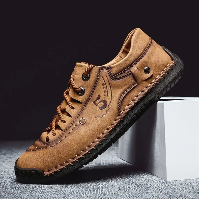Men Leather Casual Shoes Outdoor Comfortable High Quality Fashion Soft Homme Classic Ankle Non-slip Flats Moccasin Trend 240909