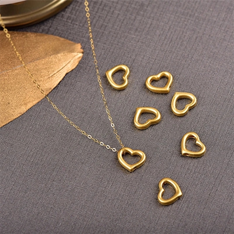 Real 24K Gold Pure AU999 Heart Pendant Necklace Minimalist Fashion Fine Jewelry Gift for Women PE010 240906