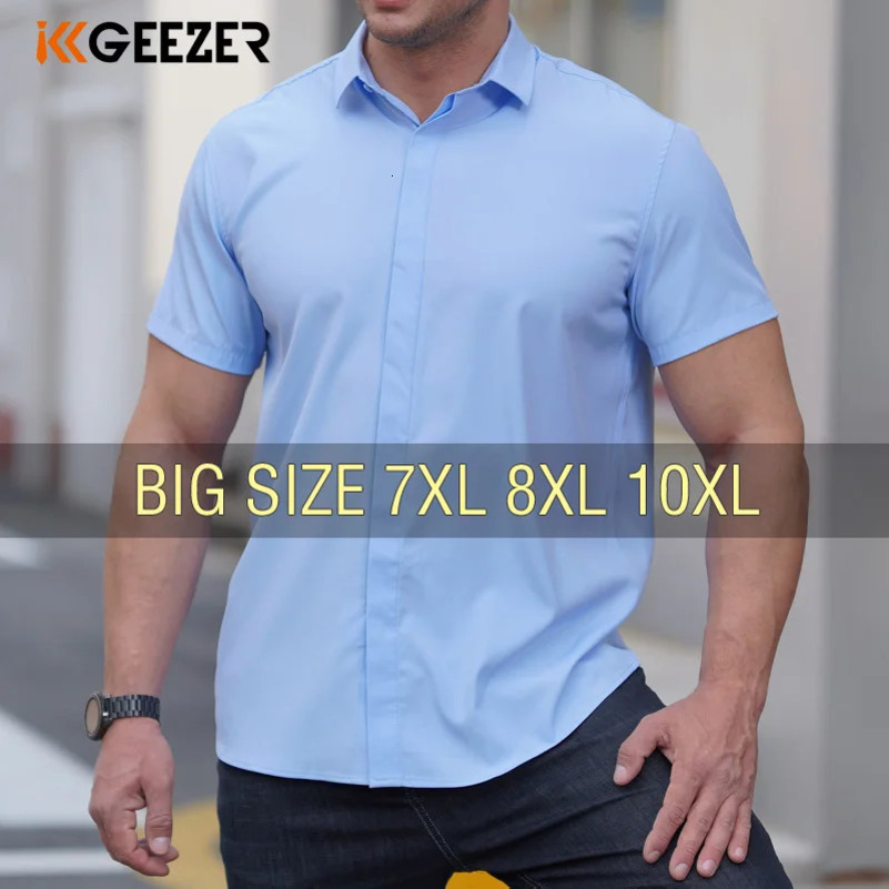 Summer Men Shirt Short Sleeve Oversize Red 6XL 7XL 8XL 10XL 12XL Plus Size Formal Fashion Solid Black White Casual Drop 250417