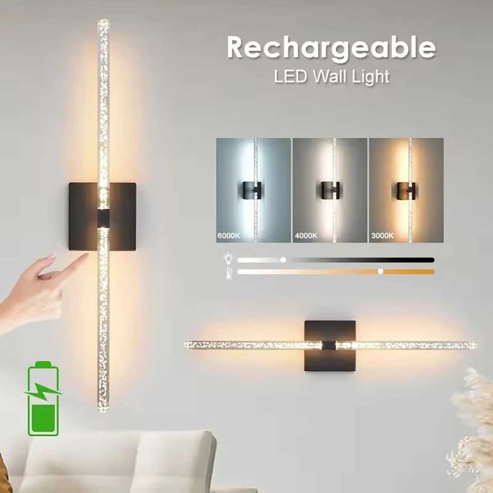 Modern Wall Lamp Wireless Remote 3 Light Modes 10000mAh USB Rechargeable No Wiring Needed Rotatable for Bedroom Corridor C251124