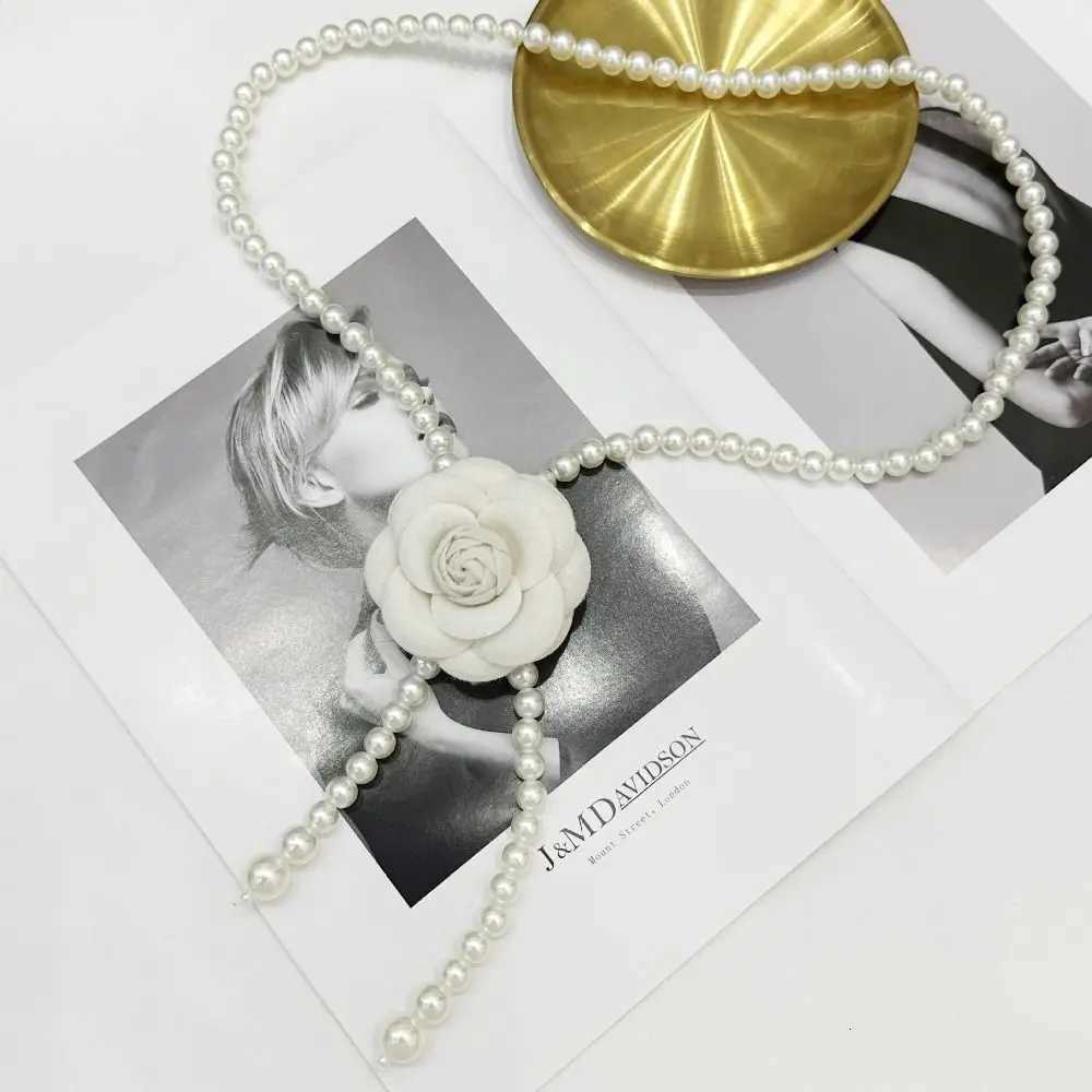 Fashion New Camellia Flower Pearl Waist Belts Dress Decorative Rope Clothing Accessories Women Belt Elegant Pearl Waist Chain13 D250924