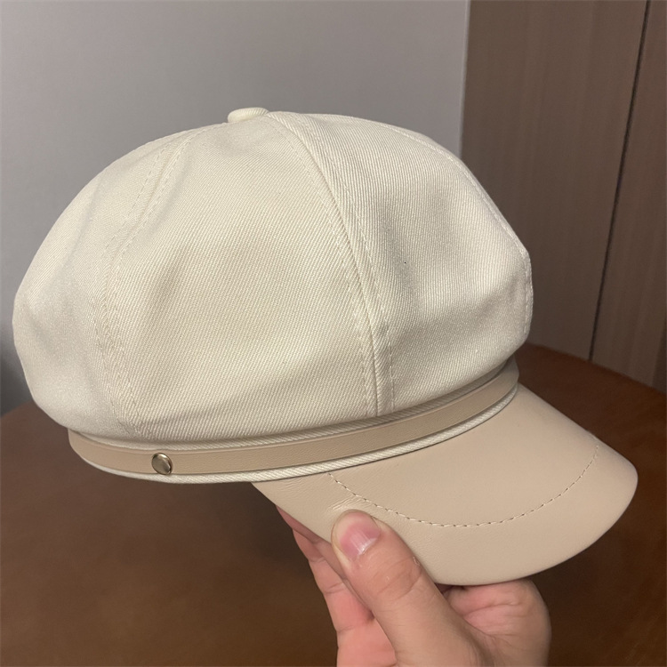 Octagonal Beret Hat for Women Spring and Autumn Newsboy Cap Casual Versatile Black Navy Hat Trendy FaceSlimming 250912