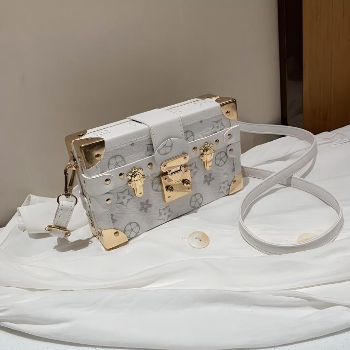 Designer bag free shipping Vintage printed women's box bag new light luxury small square bag single shoulder cross body bag
