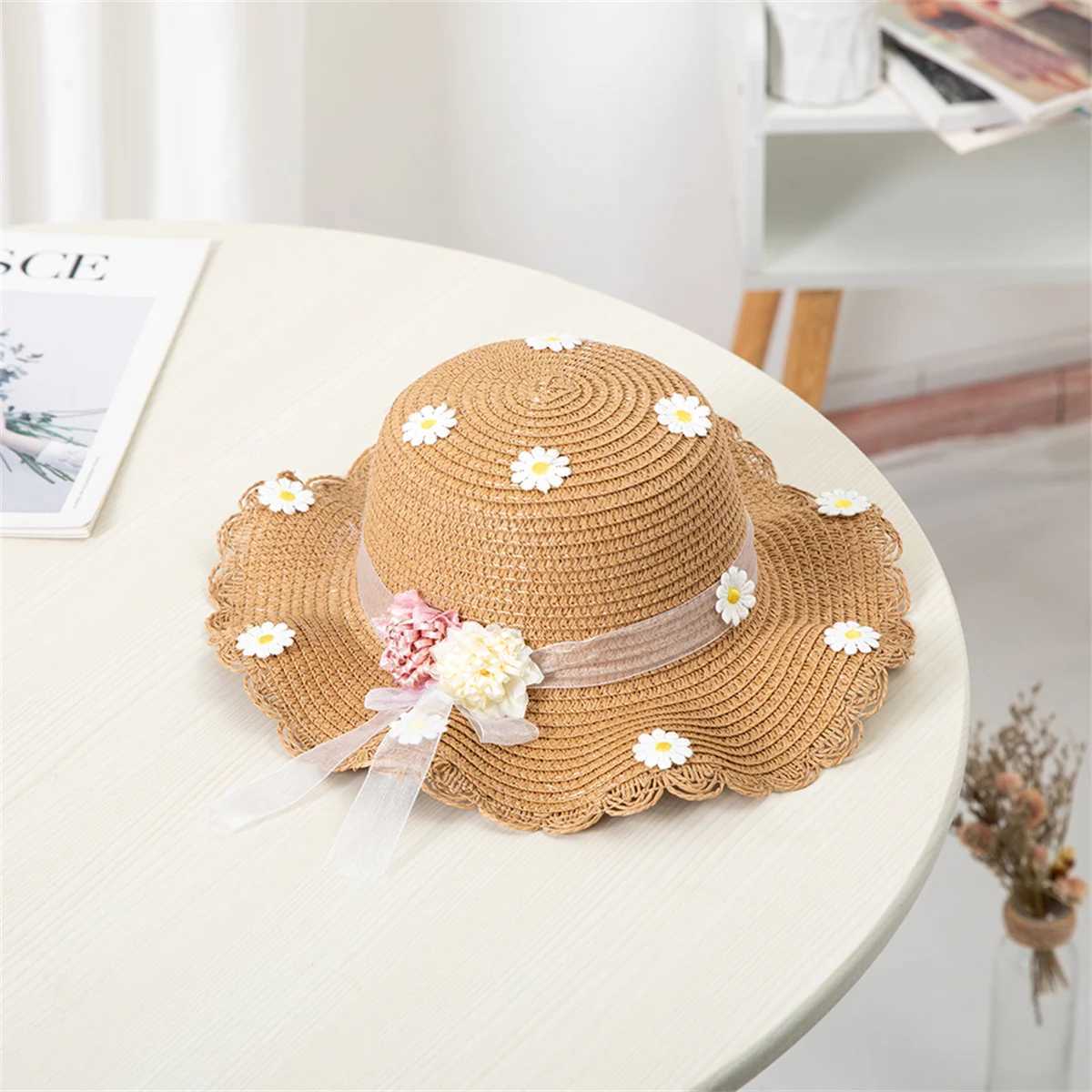Kids Sun Hat Girls Summer New Straw Bag Cap Set Baby Travel Sun Protection Beach Hats Sun Fisherman Hat Z251029