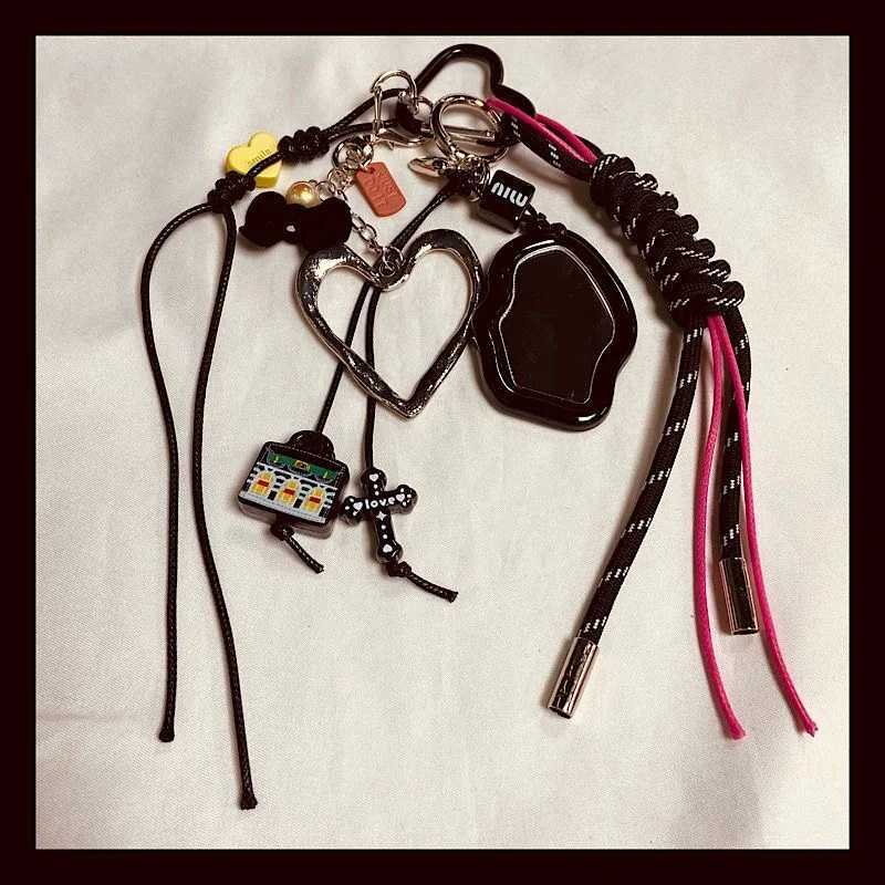 new product Small Mirror love heart Key Chain Hand woven rope trend Backpack pendant D250923