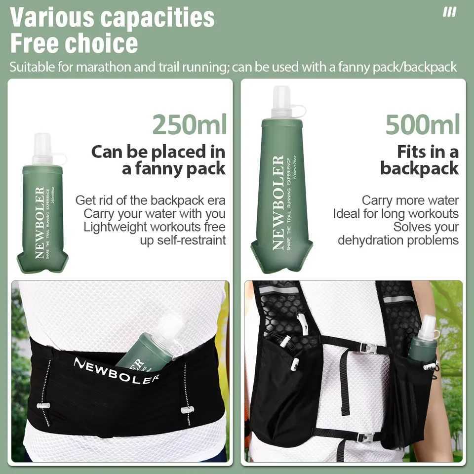 1PC 150ml250ml500ml Outdoor Collapsible Silicone Bite Size Water Bottle Running Camping Hiking Travel Convenient Water Bottle J250923