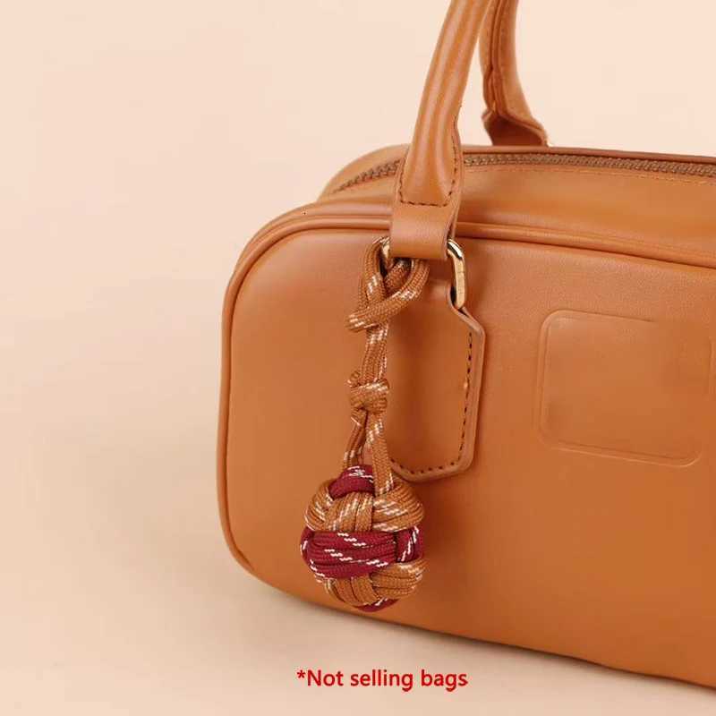 Handbag charm hand woven double colored ball cute creative hanging rope Ins style Nylon rope lock ball bag accessories D250923