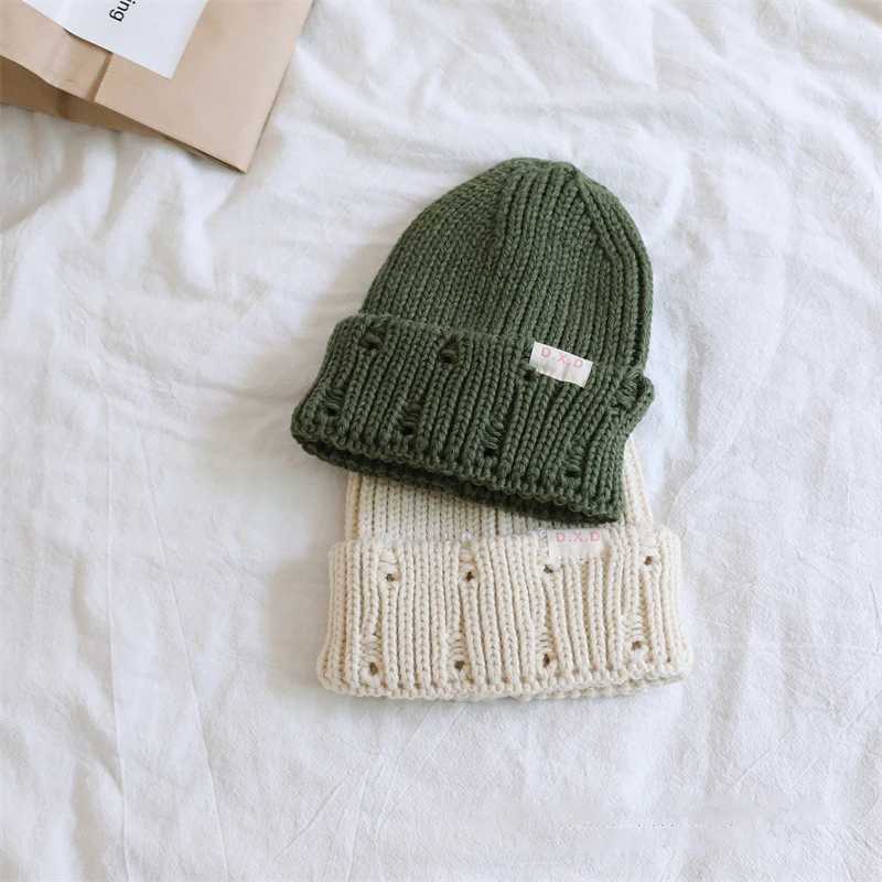 Childrens Hat Autumn Winter Solid Color Knitted Pullover Warm Bonnet Ear Protection Boys And Girls Headgear Kids Fashion Hats Z251029