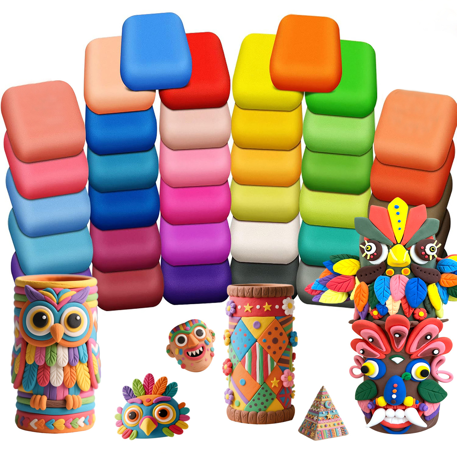 1OZ Magic Clay Air Dry Clay Modeling Clay for Kids with Tools Soft Ultra Light Toys Gifts For Age 24 Colors