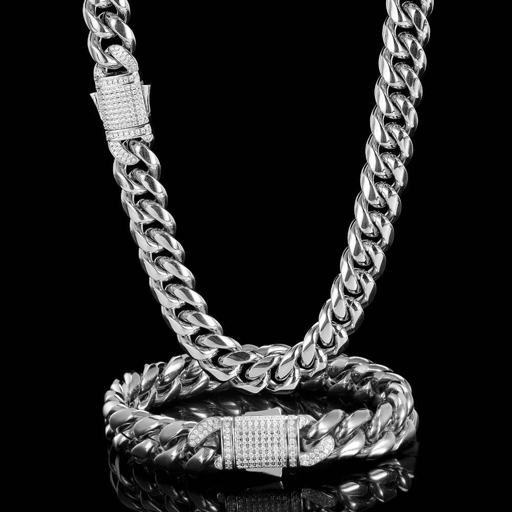 12MM Mens Fashion Hip Hop High Polish Gold Silver Stainless Steel Necklace Chunky Cuban Chain Fine Jewelry
