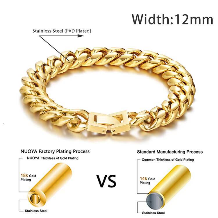 Moissanite Clasp Bracelets En Acier Inoxydable Gold Bracelets for Men Designs Cuban Bracelet Stainless Steel