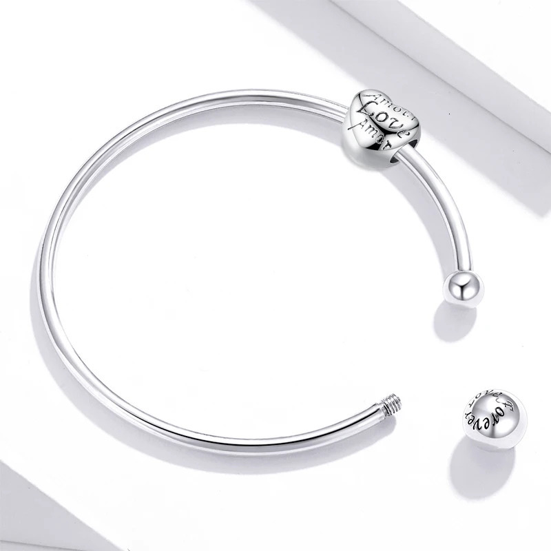 Silver Bangle 925 Sterling Threaded Beads Bracelet for Original Charm DIY Jewelry Accessories SCB198 y250821