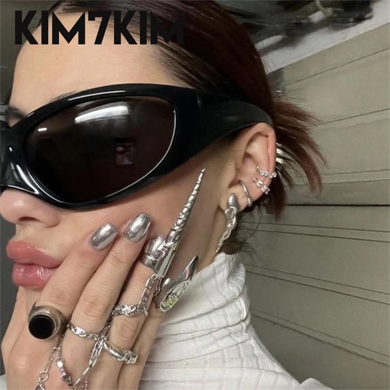 Cyberpunk Cat Eye Y2K Sunglasses for Women 2024 Trend Sunglasses for Men Retro Large Steampunk Goggles Gafas De Sol 241022bj