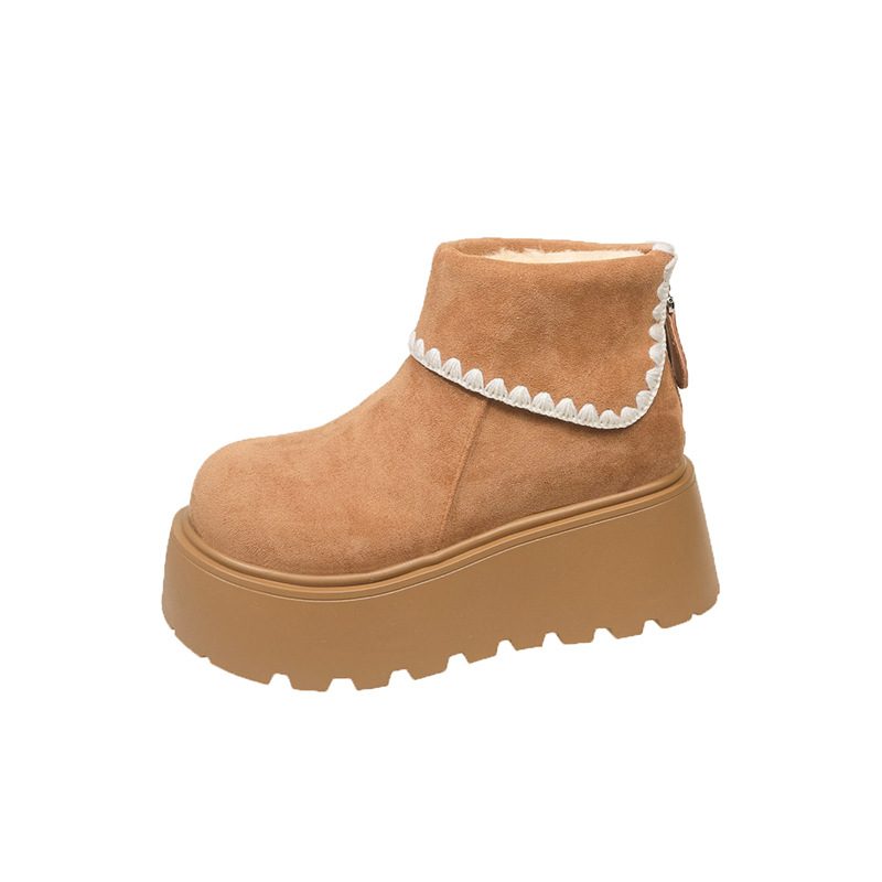 Women's thick-soled anti-slip snow boots 2025 new autumn and winter bread shoes slip-on fleece-lined thickened warm cotton shoes