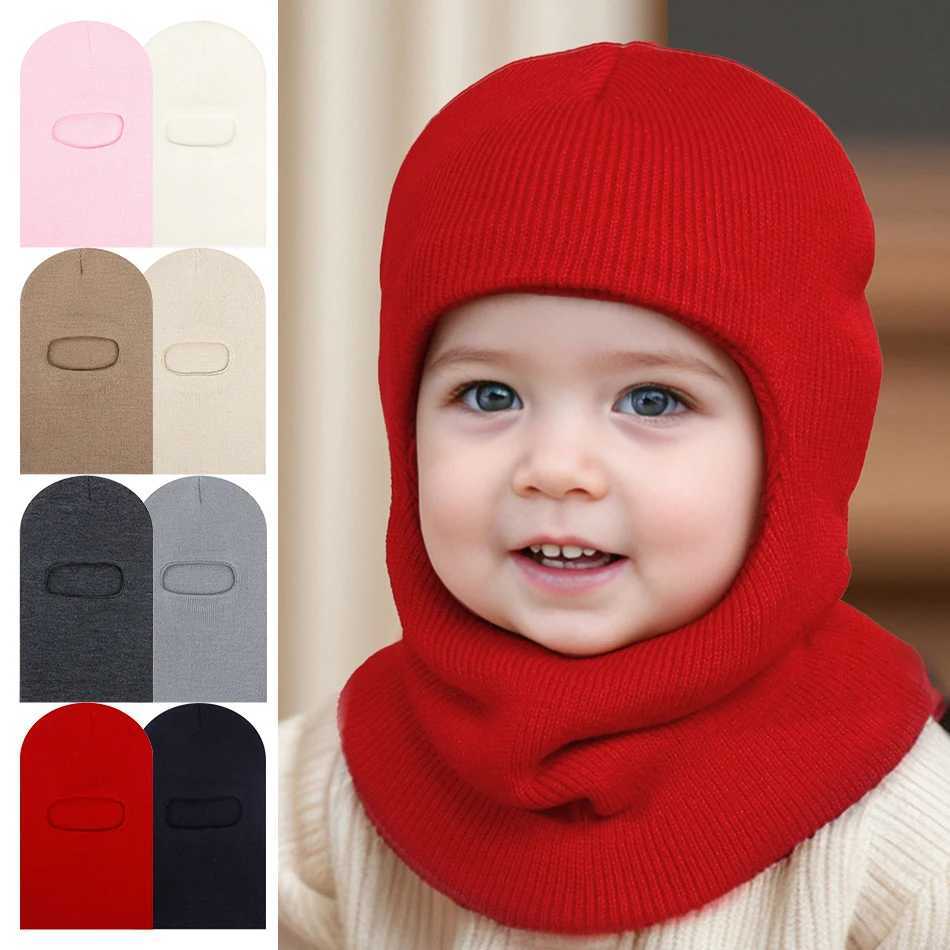 Childrens Ear Protection Onepiece Hats Baby Knit Cap Warm Hat Child Balaclava Christmas Gift Kids Autumn Winter Pullover Hat Z251029