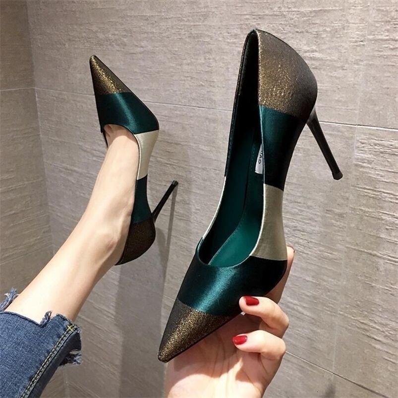 Sandals High Heels Sexy Colorblock Striped High Heels Pointed Toe Stiletto High Heels Ladies Boat Shoes Wedding Shoes Mary Jane Shoes 230418