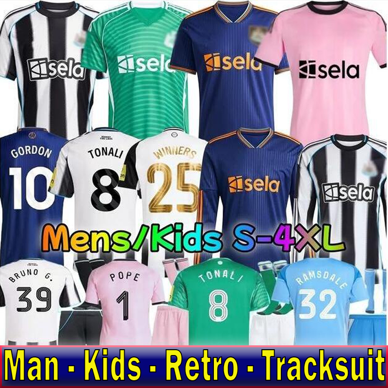 newcastle 25 26 TONALI NEWCASTL E soccer jerseys BLACK Kids ELANGA BARNES BRUNO G. Gordon newcastle Football Shirt Home Away Botman fans WINNERS TRAINING PRE MATCH