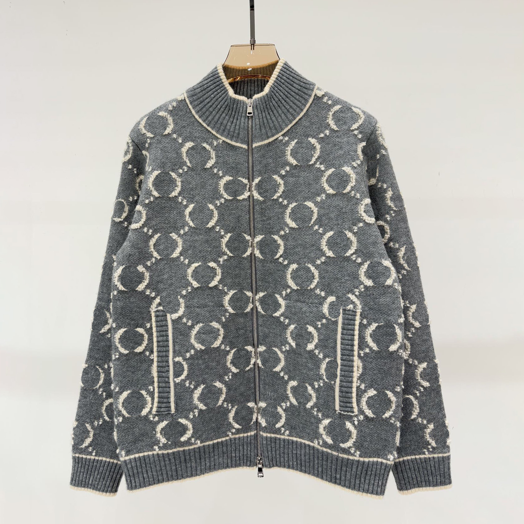 Fashion Party Women's Sweater High Quality Designer Women's New Sweater Embroidered Collar Zipper Letter Embroidered Knitted Wool Cardigan