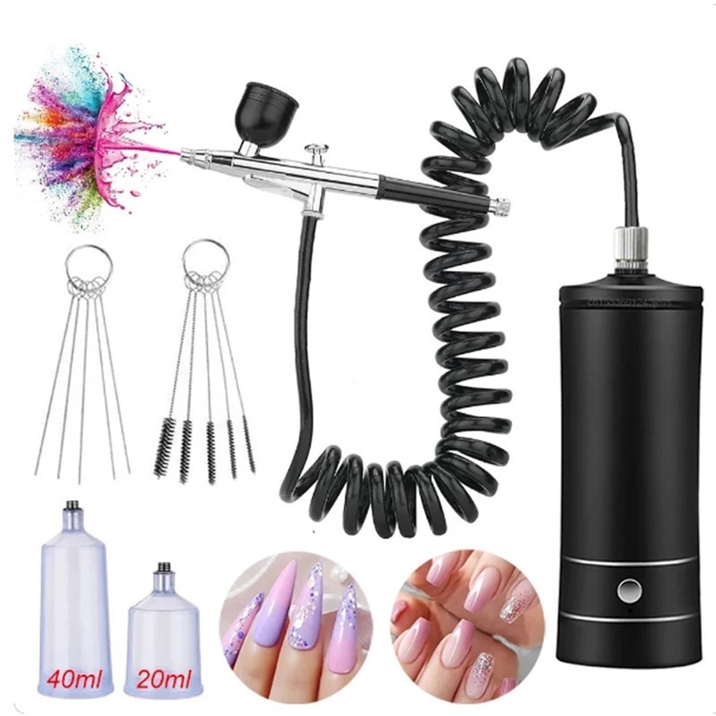 Airbrush Nail With Compressor Portable Air Brush Nail Paint Compressor For Nails Art Cake Painting Craft Airbrush Compressor 240711