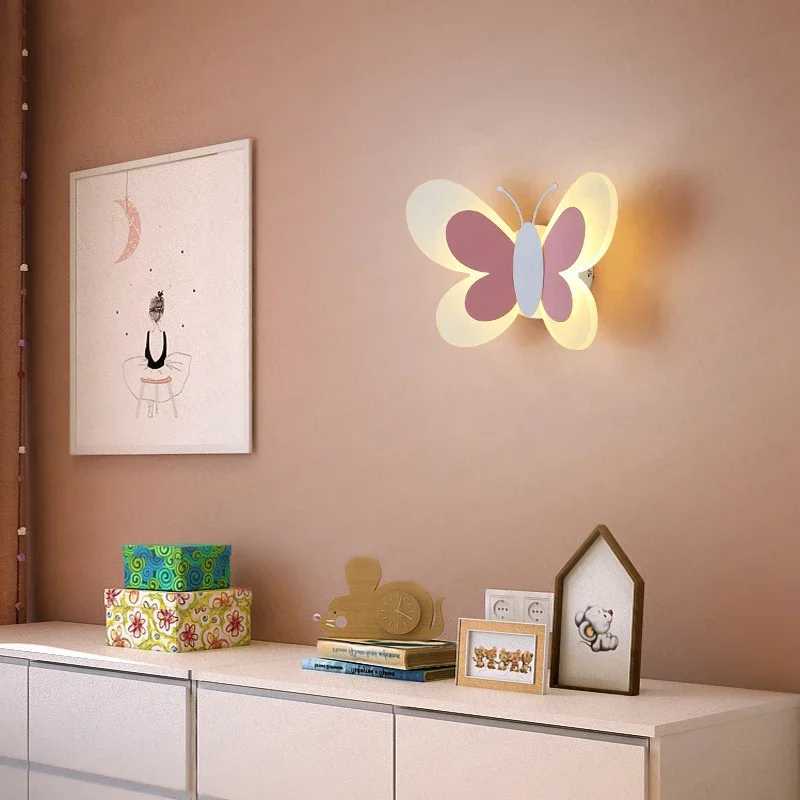 Butterfly girl room lamp creative cartoon children energysaving boy lamp bedside lamp bedroom wall lamps ceiling aisle lamp C251124