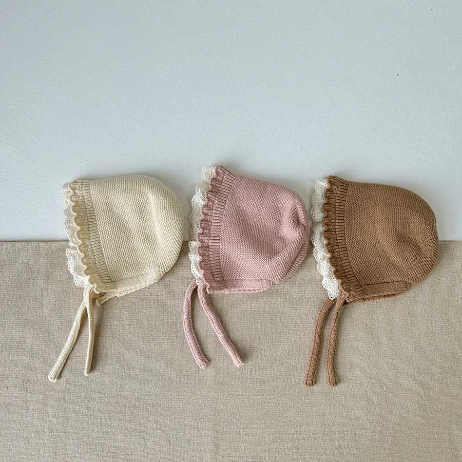 Korean Baby Boys Girls Hat Autumn Winter Warm Ear Protection Caps Ruffle Lace Princess Childrens Knitted Wool Hat Z251029