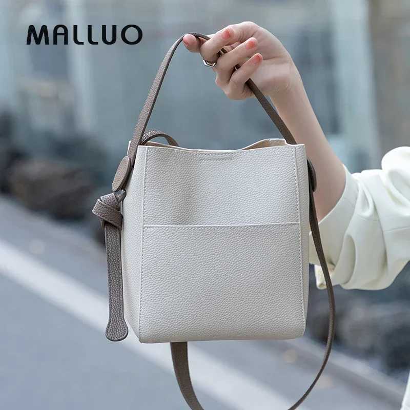 Women Natural Cow Genuine Leather Shoulder Bags Ladies Wide Strap Message Handbag Female Soft Bucket Large Capacity Luxury Bag J251025