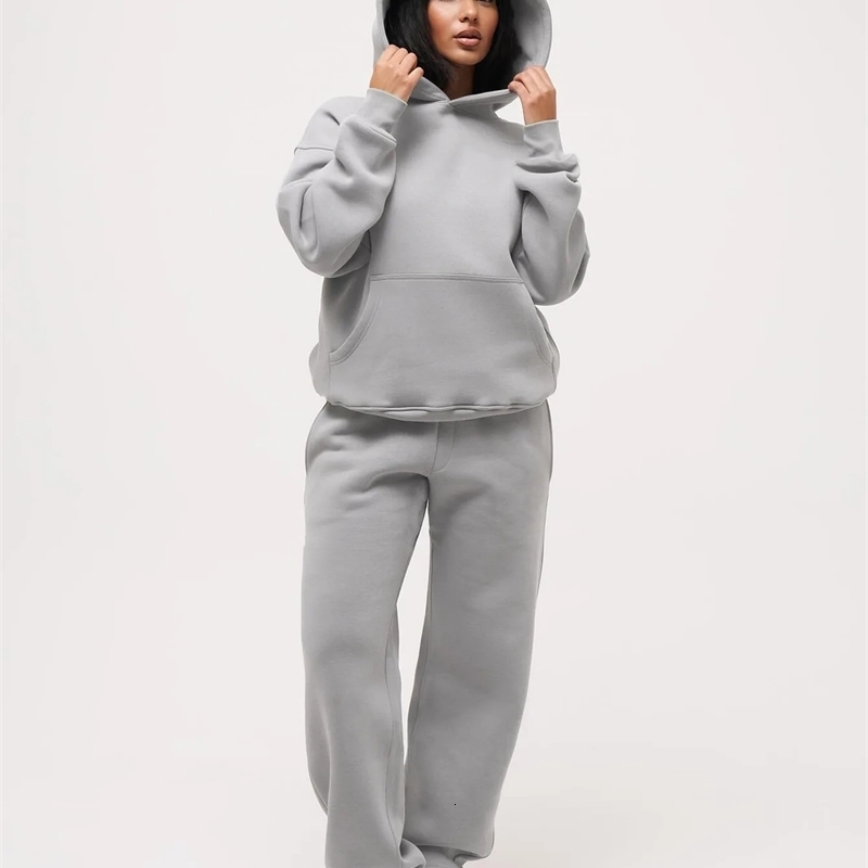 Casual Long Sleeve Hoodie Set T088 with Pockets Elastic Waist Autumn Winter Fashion Womens Sweatshirt Outfit from Mainland Chin 250923