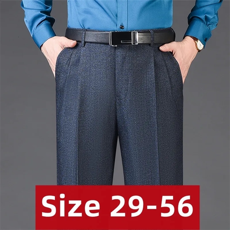 High Waist Wool Cashmere Suit Pants Men Double Pleated Winter Autumn Dress Trousers for Male Formal Business Size 29-50 52 54 56 240827