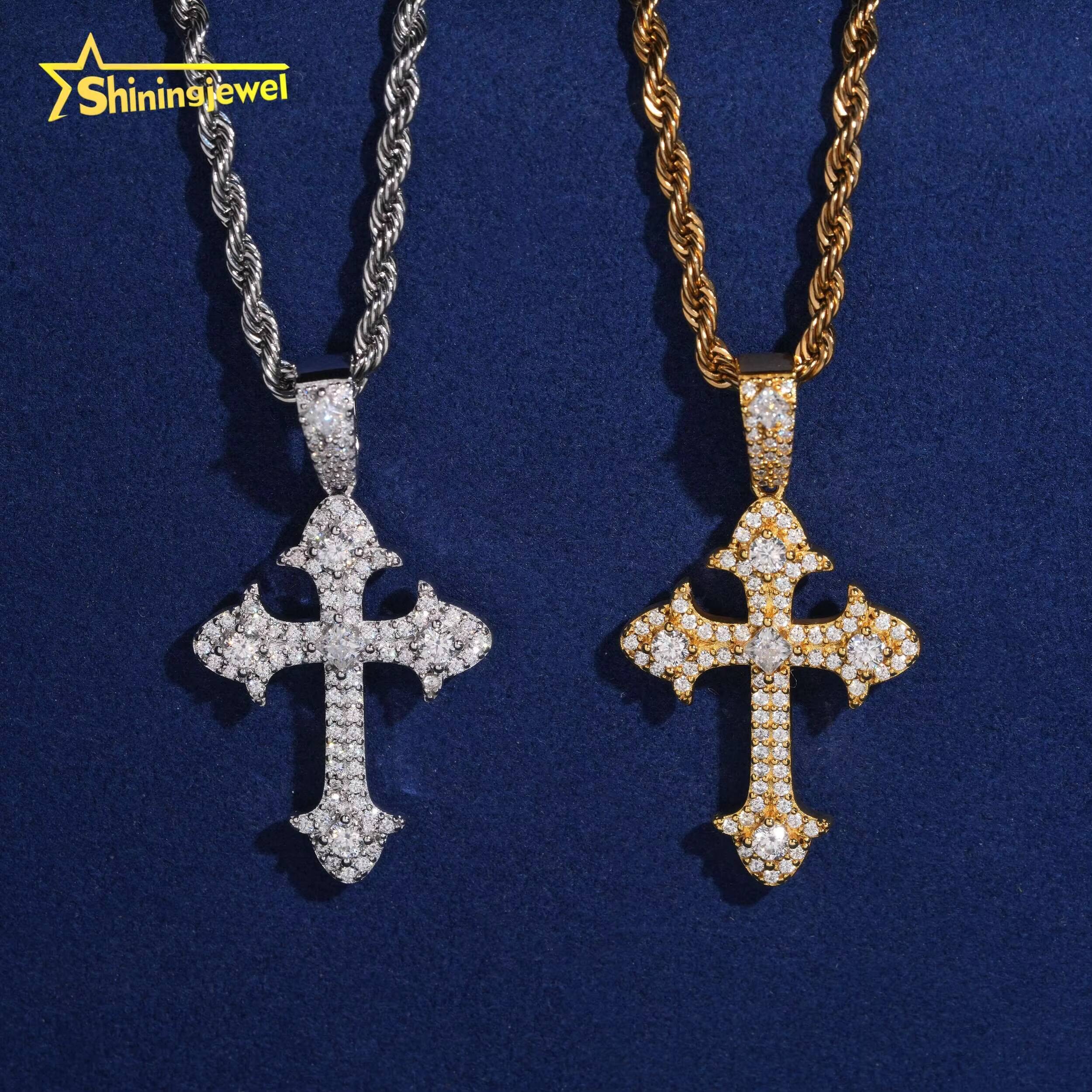 Iced Out Diamond USA Warehouse Custom Charms Hip Hop Jewelry Pendant 925 Silver VVS Moissanite Cross Pendant GRA Certificate