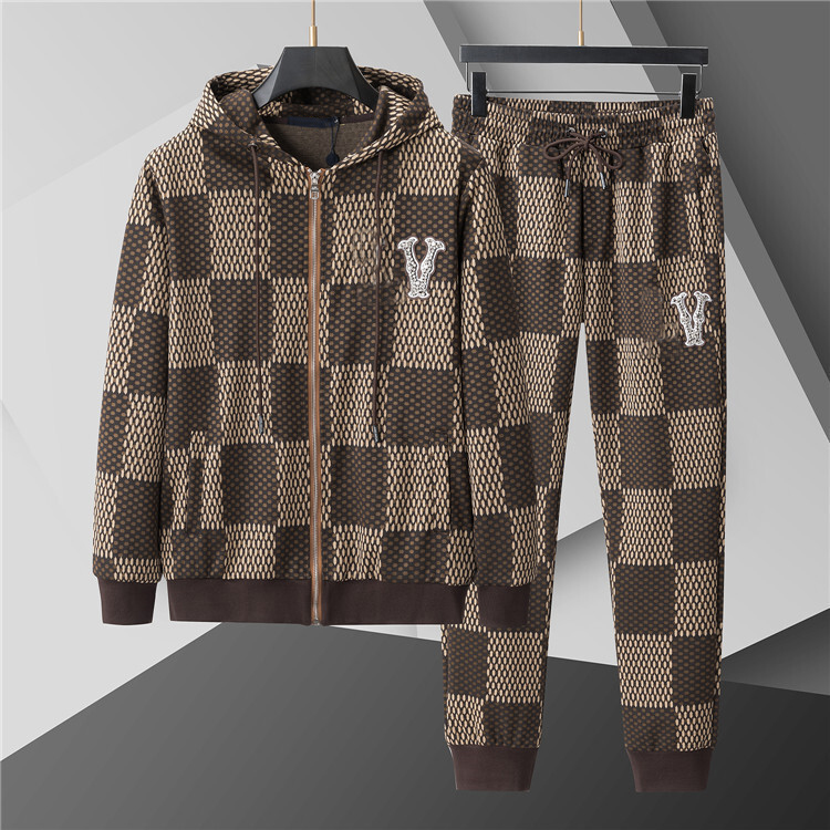 Designer Sportswear Fashionable Jacquard Cardigan Grid Mens Jogging Hoodie Hooded Casual Autumn Winter Printed Jacket Hoody Pant Men Clothing Zip Up Tracksuits