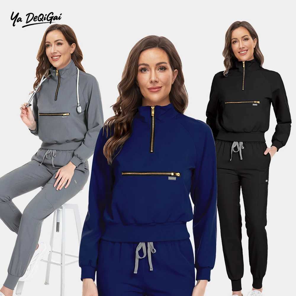 Fashion Womens Nurse Scrubs Suit Women Joggers Sets Surgical Uniforms Woman Long Sleeved Nursing Work Clothes Uniform L250922