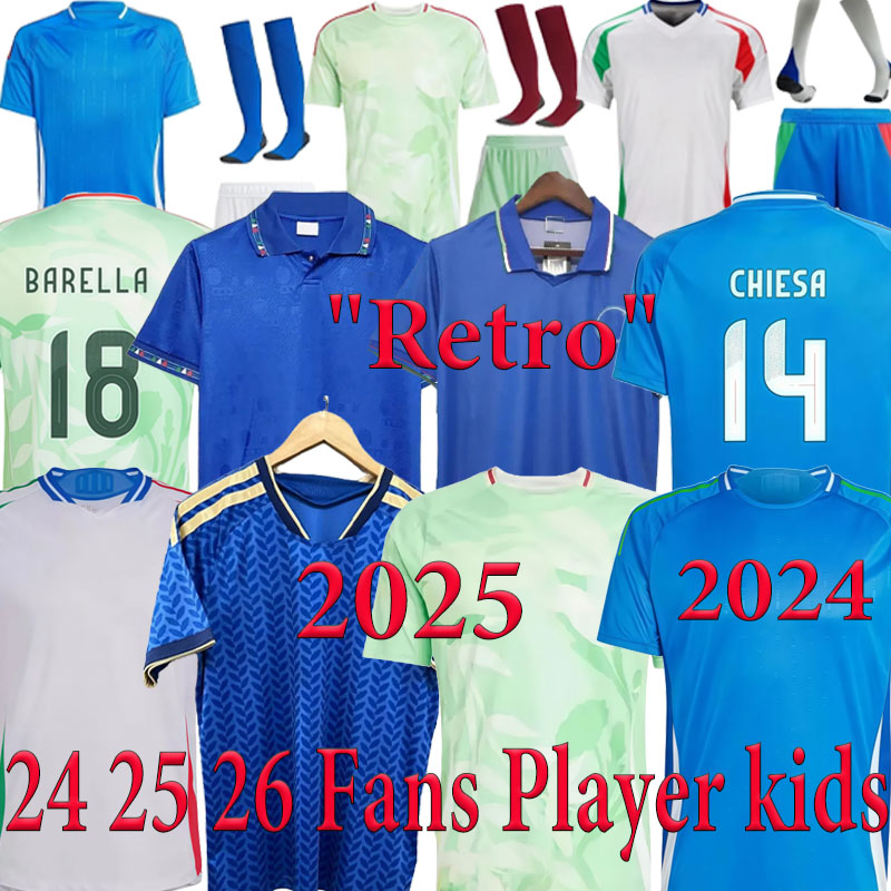 Italy Jerseys 24 25 26 football Shirt kids kit home away third kids kits 2024 2025 2026 fans player version 16-4XL