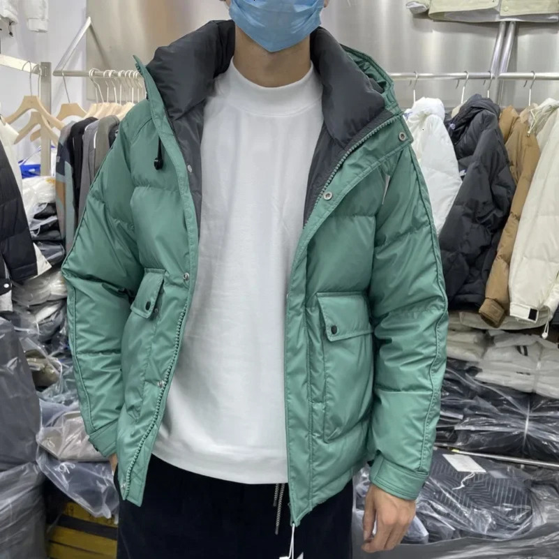 Mens Down Jacket Winter Coat Loose Leisure Park Thickened Warm Fashion Coat Hooded Handsome Coat 241031
