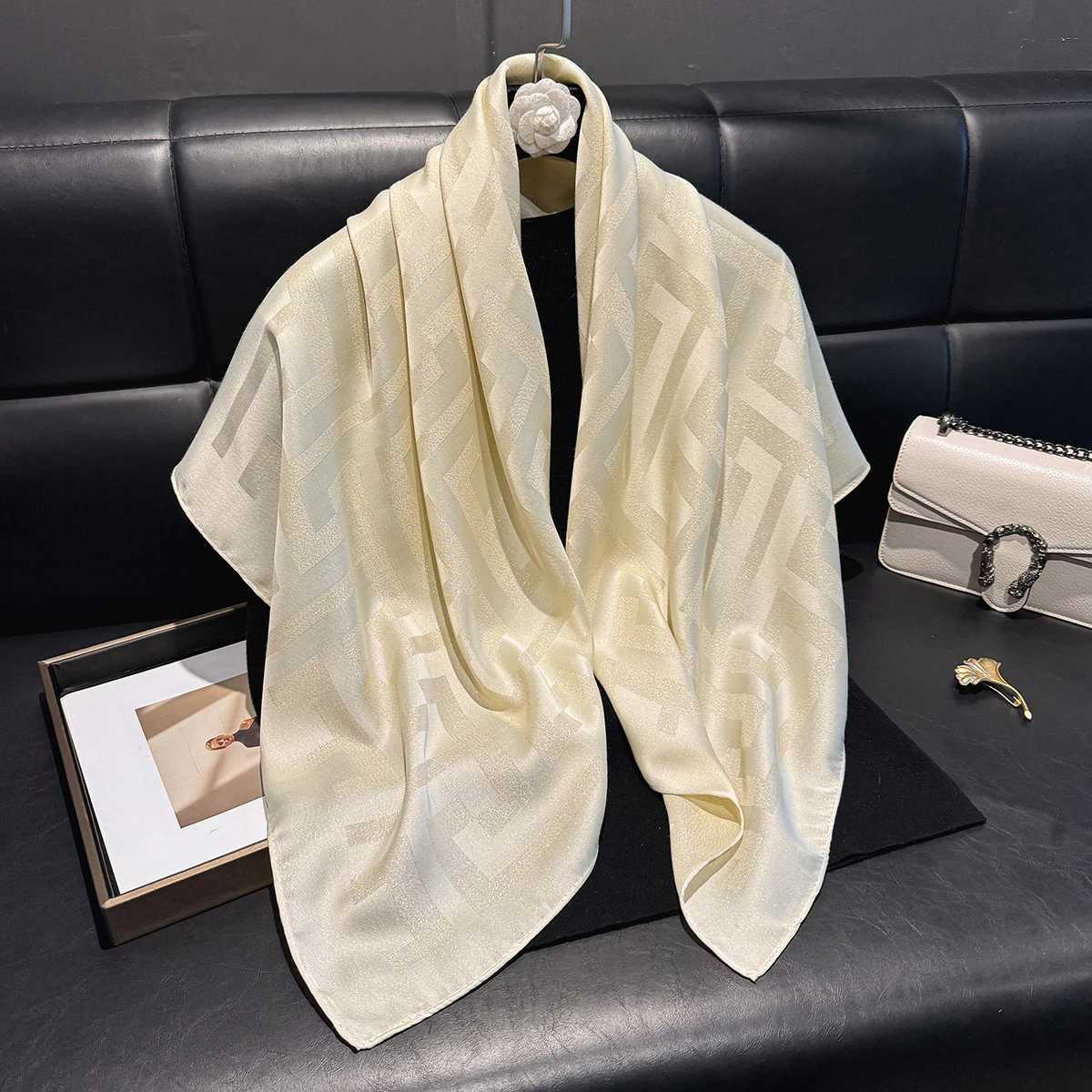 Luxury Women's Silk-like Jacquard Shawl with Floral Print for Travel & Decoration - UV Protective