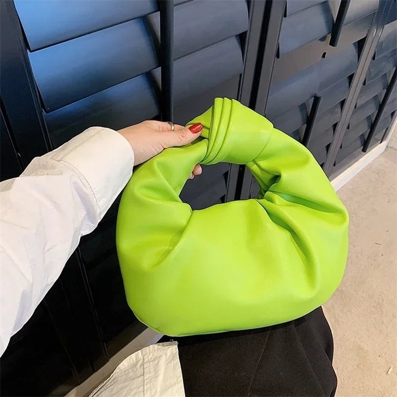 INS womens small handbag high quality party clutch stylish solid color PU pleated bag bolso de mujer 240909