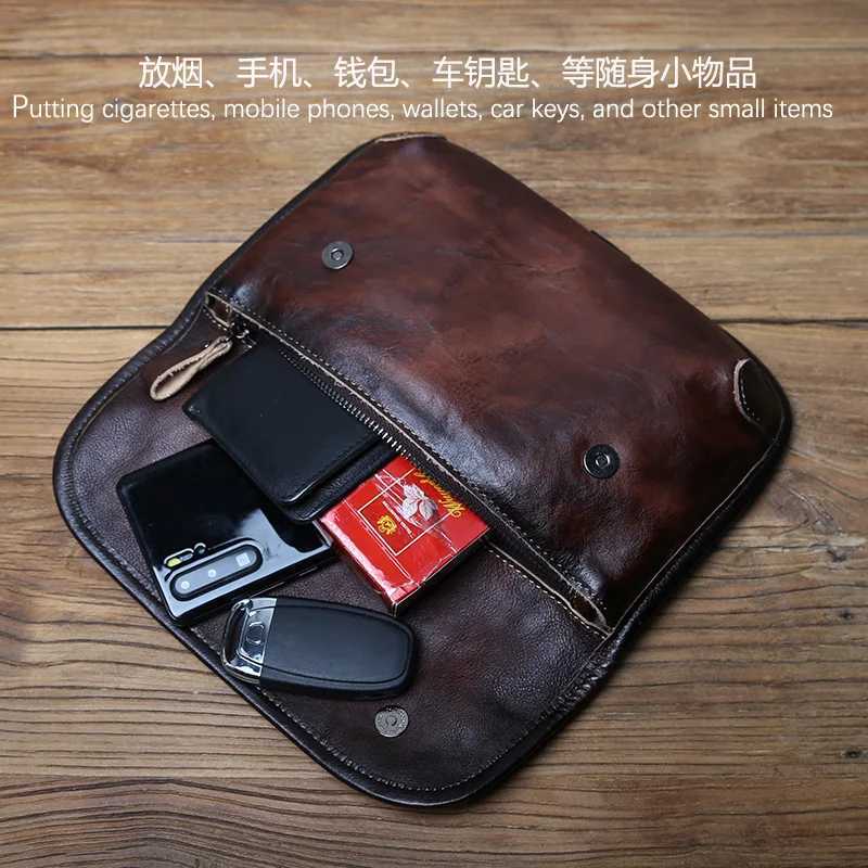 NZPJ Mens Shoulder Bag Genuine Leather Messenger Bag Top Layer Cowhide Casual Clutch Vegetable Tanned Leather Satchel Bag J251025