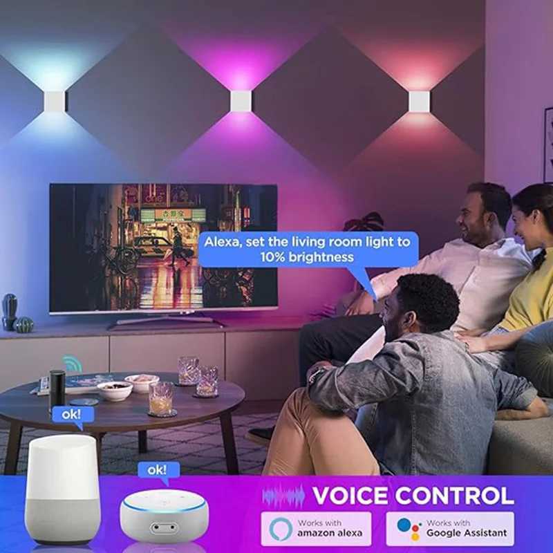 Smart Cube Wall Light Adjust Angle Up and Down Light 16M Color Dimmable Music Sync Work with Alexa Google Assistant C251124