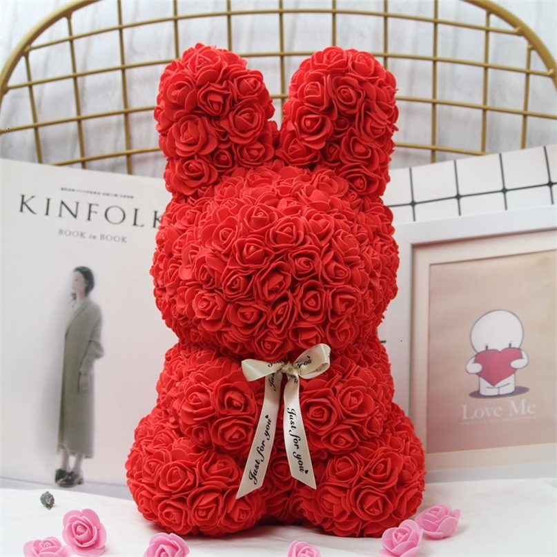 Other Event Party Supplies 25cm Immortal Rose Rabbit Gift Bunny Mothers Day DIY Simulation Flower Happy Easter Day Party Decor Kids Favor Valentine 