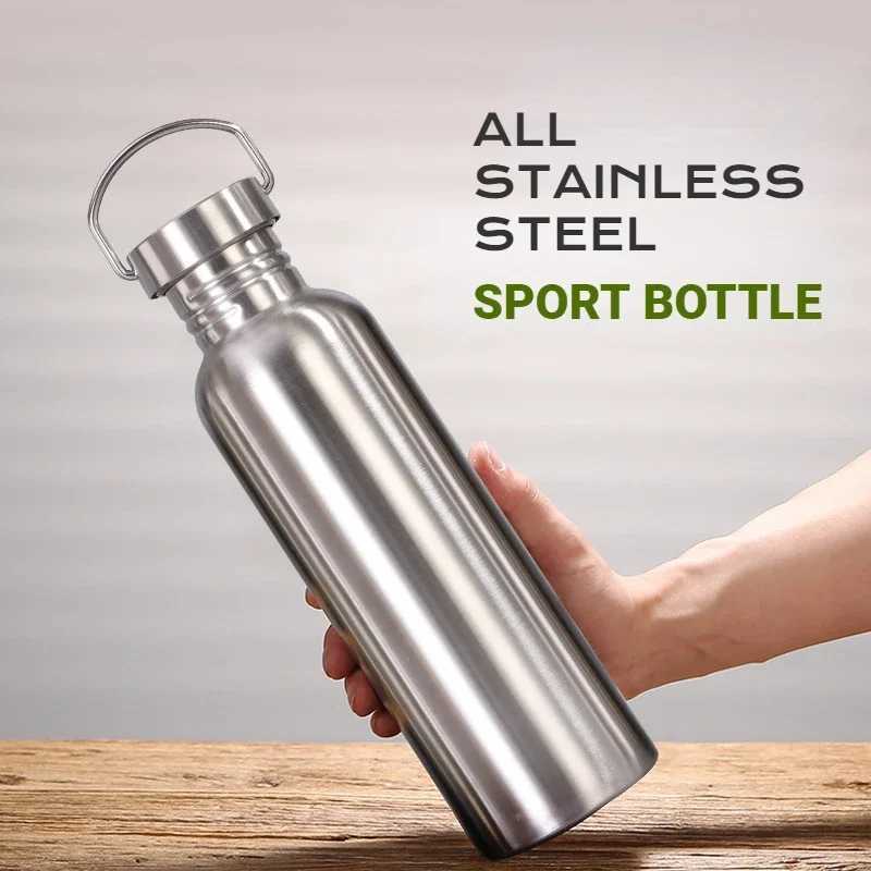 5007501000ml Stainless Steel Water Bottle Single Wall Large Capacity Big Mouth Vacuum Flasks with Lid Cycling Drinkware Sports J250923