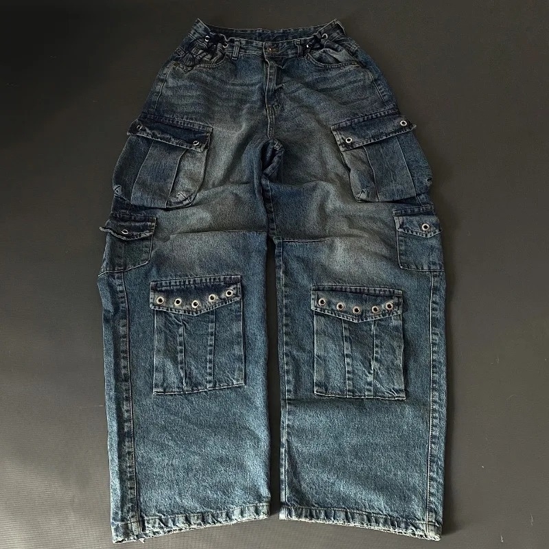 American Street Fashion Letter ed Baggy Jeans Women Y2K Gothic Harajuku Hip Hop High Waist Wide Leg Pants 250923