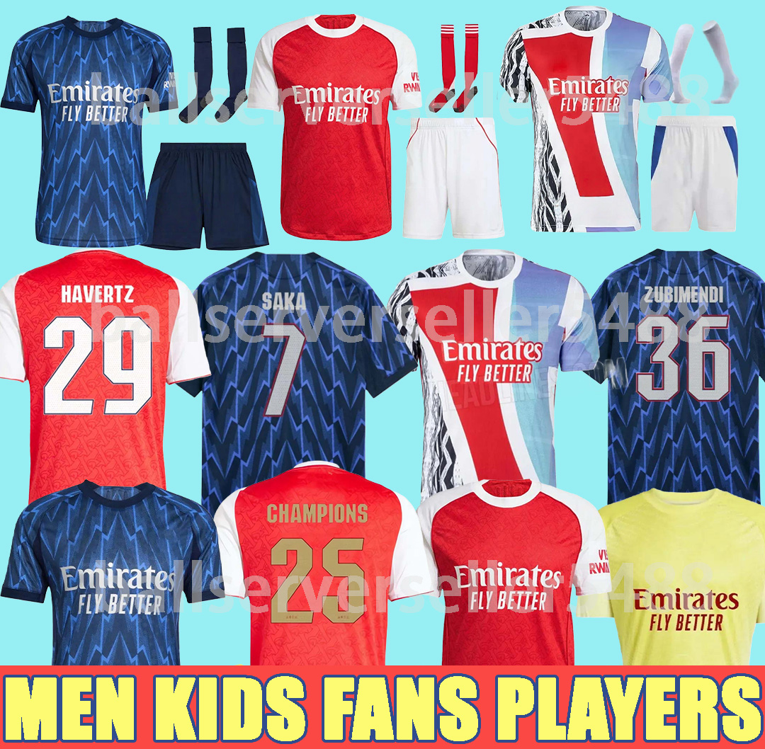 25 26 SAKA Soccer Jerseys ODEGAARD RICE HAVERTZ NWANERI MARTINELLI Calafiori NKETIAH SALIBA TROSSARD JESUS Football Shirt Kids Child Training Kit uniform shirts